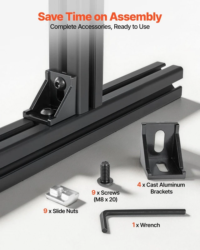 Alt view image 4 of 8 - VEVOR 4PCS 4040 Aluminum Extrusion Profile, 15.75 Inch 400 mm, T Slot European Standard Anodized Linear Rail, High-Strength Extruded Aluminum Rail, for 3D Printer Parts and CNC DIY Workbench, Black
