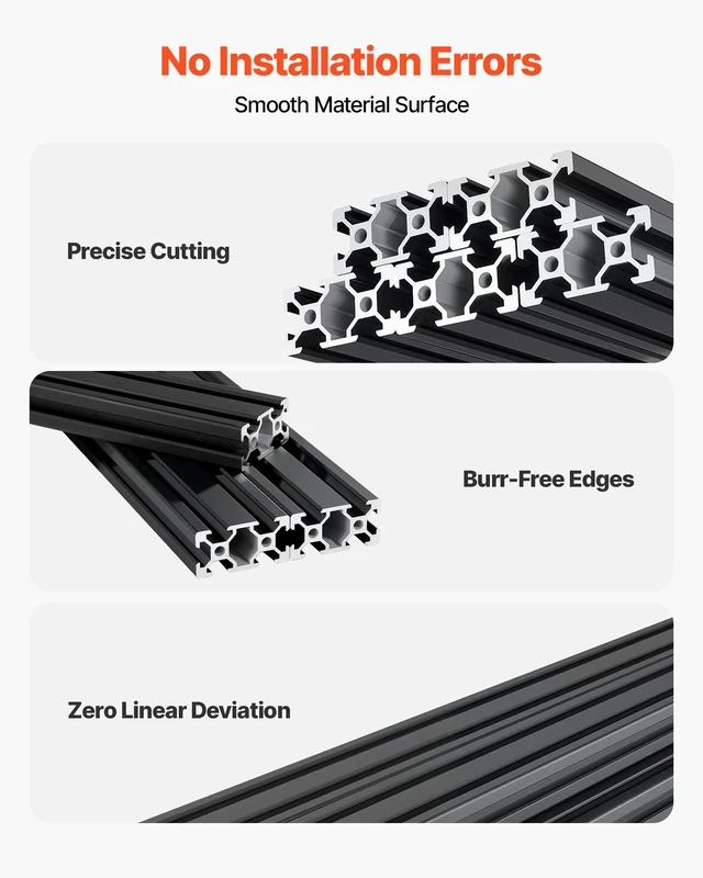 Alt view image 3 of 8 - VEVOR 5PCS 2040 Aluminum Extrusion Profile, 78.74 Inch 2000 mm, V Slot European Standard Anodized Linear Rail, High-Strength Extruded Aluminum Rail, for 3D Printer Parts and CNC DIY Workbench, Black