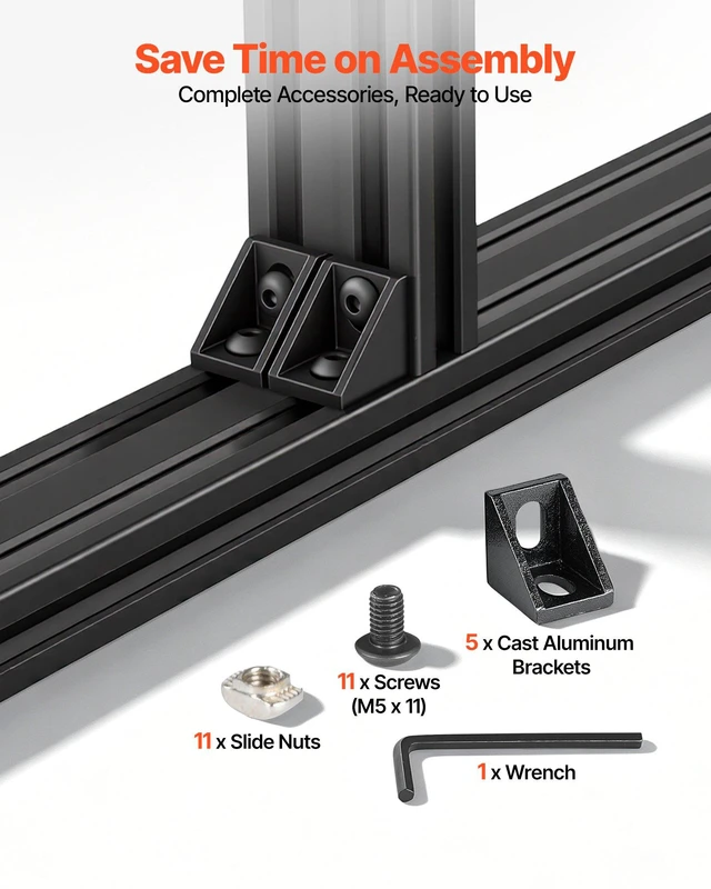 Alt view image 4 of 8 - VEVOR 5PCS 2040 Aluminum Extrusion Profile, 78.74 Inch 2000 mm, V Slot European Standard Anodized Linear Rail, High-Strength Extruded Aluminum Rail, for 3D Printer Parts and CNC DIY Workbench, Black
