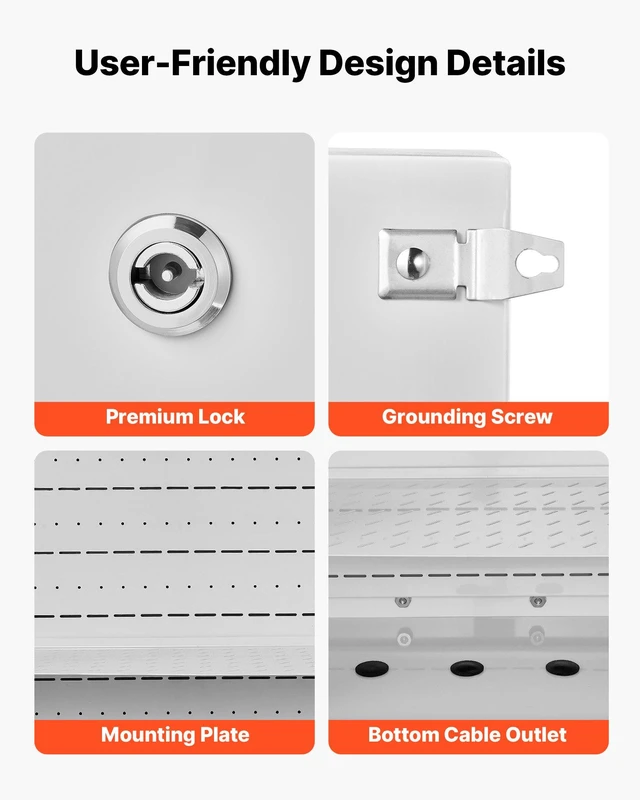 Alt view image 6 of 8 - VEVOR Outdoor Electrical Box, Cold-Rolled Steel, Electrical Junction Box with Thermostat and Fan, Rain Hood, Ventilated Design, IP65 Waterproof Hinged Enclosure, Wall/Pole Mounted, 24 x 24 x 12 in