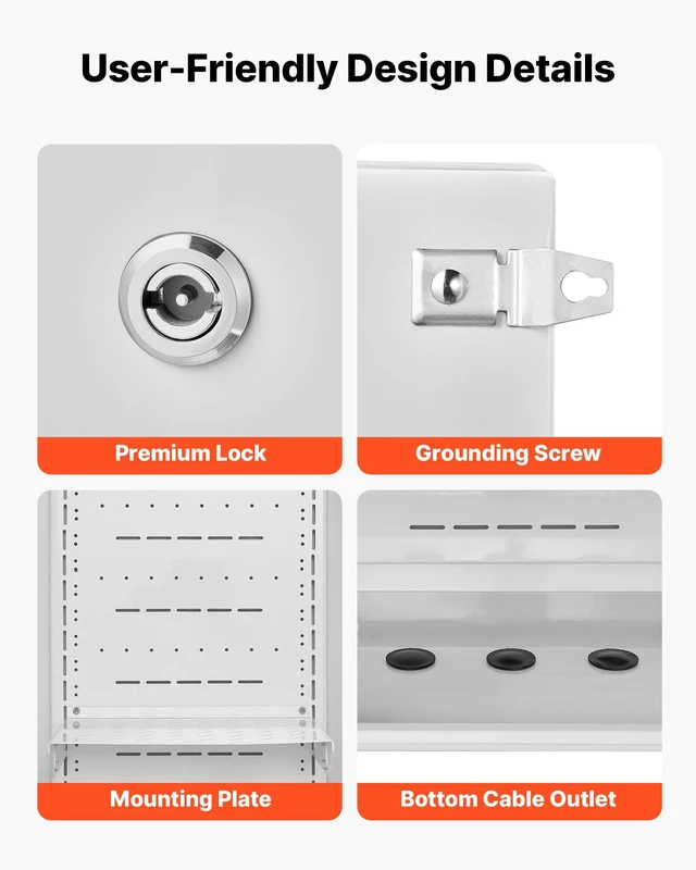 Alt view image 6 of 8 - VEVOR Outdoor Electrical Box, Cold-Rolled Steel, Electrical Junction Box with Thermostat and Fan, Rain Hood, Ventilated Design, IP65 Waterproof Hinged Enclosure, Wall/Pole Mounted, 24 x 16 x 12 in