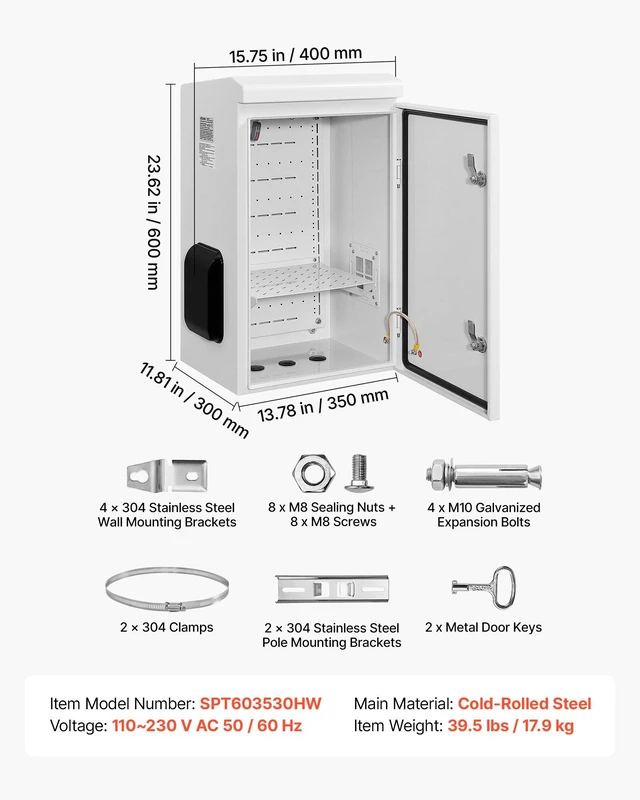 Alt view image 7 of 8 - VEVOR Outdoor Electrical Box, Cold-Rolled Steel, Electrical Junction Box with Thermostat and Fan, Rain Hood, Ventilated Design, IP65 Waterproof Hinged Enclosure, Wall/Pole Mounted, 24 x 16 x 12 in