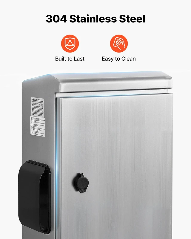Alt view image 4 of 8 - VEVOR Outdoor Electrical Box, 20 x 16 x 8 in, Stainless Steel Ventilated Electrical Enclosure with Thermostat and Fan, Rain Hood, Hinge Connection, IP65 Waterproof Junction Box, Wall/Pole Mounted,