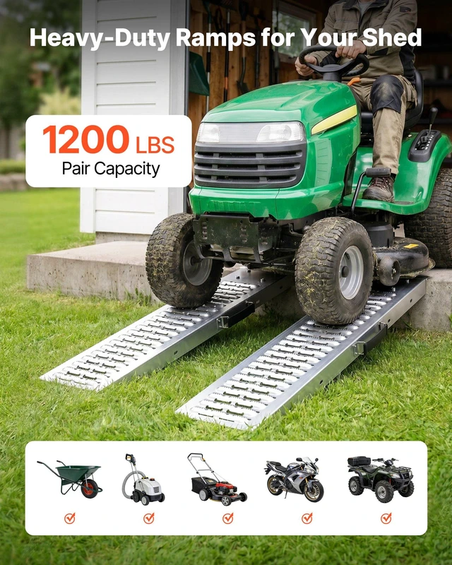 Alt view image 2 of 8 - VEVOR Trailer Ramps, 2PCS 39 x 9 in, Heavy-Duty Steel ATV Ramp Set with Anti-Slip Plates, 1200LBS Combined Capacity Loading Ramps for Motorcycles, Lawn Mowers, Farm Tractors, Carts