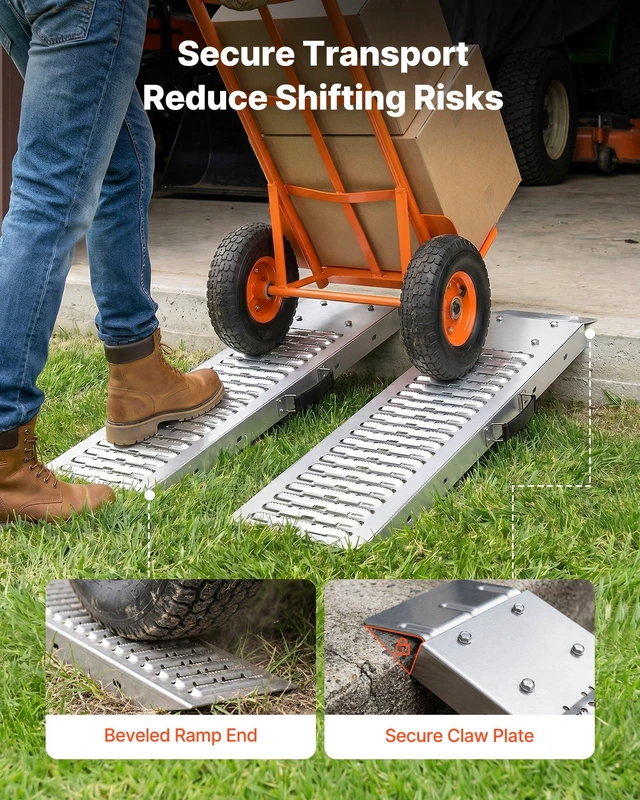 Alt view image 4 of 8 - VEVOR Trailer Ramps, 2PCS 39 x 9 in, Heavy-Duty Steel ATV Ramp Set with Anti-Slip Plates, 1200LBS Combined Capacity Loading Ramps for Motorcycles, Lawn Mowers, Farm Tractors, Carts