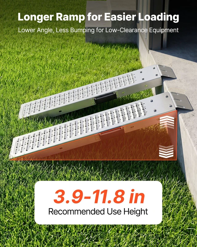 Alt view image 5 of 8 - VEVOR Trailer Ramps, 2PCS 39 x 9 in, Heavy-Duty Steel ATV Ramp Set with Anti-Slip Plates, 1200LBS Combined Capacity Loading Ramps for Motorcycles, Lawn Mowers, Farm Tractors, Carts