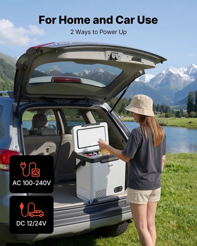 Alt view image 5 of 8 - VEVOR 12 Volt Refrigerator, 12.68 QT/ 12L Car Fridge, Portable Electric Freezer Compressor with Handle, 12V/24V DC 100-240V AC, -4°F to 68/-20 to 20, for Truck Van RV SUV Boat Travel Camping