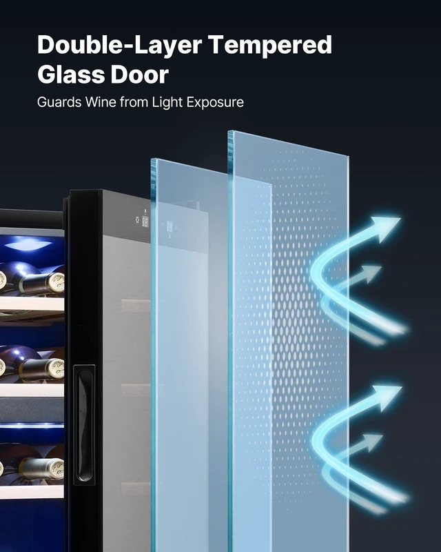 Alt view image 5 of 8 - VEVOR 20 Bottle Wine Fridge, Freestanding Wine Cooler Refrigerator, Dual Zone Cooler, 41 to 65 Adjustable Temp Mini Cellar, Glass Door, For Home Office Bar, Red White Champagne or Sparkling Wines