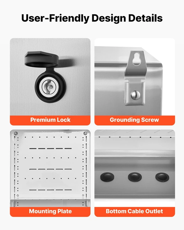 Alt view image 6 of 8 - VEVOR Outdoor Electrical Box, 20 x 16 x 8 in, Stainless Steel Ventilated Electrical Enclosure with Thermostat and Fan, Rain Hood, Hinge Connection, IP65 Waterproof Junction Box, Wall/Pole Mounted,