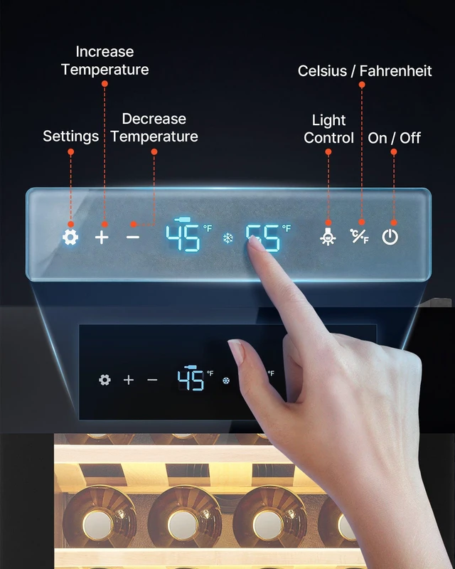 Alt view image 4 of 8 - VEVOR 42 Bottle Wine Fridge, Freestanding Wine Cooler Refrigerator, Dual Zone Cooler, 41 to 65 Adjustable Temp Mini Cellar, Glass Door, For Home Office Bar, Red White Champagne or Sparkling Wines