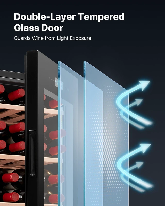 Alt view image 5 of 8 - VEVOR 42 Bottle Wine Fridge, Freestanding Wine Cooler Refrigerator, Dual Zone Cooler, 41 to 65 Adjustable Temp Mini Cellar, Glass Door, For Home Office Bar, Red White Champagne or Sparkling Wines