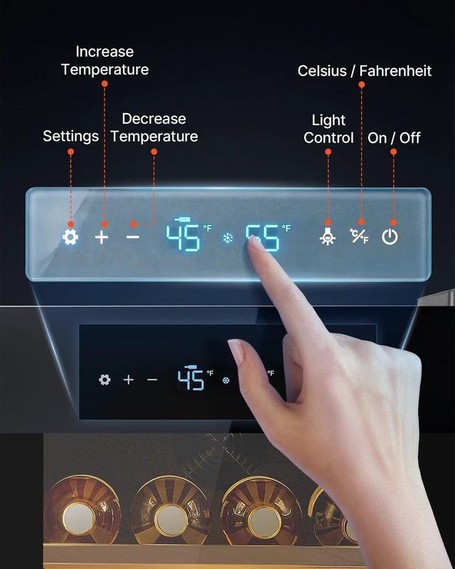Alt view image 4 of 8 - VEVOR 32 Bottle Wine Fridge, Freestanding Wine Cooler Refrigerator, Dual Zone Cooler, 41 to 65 Adjustable Temp Mini Cellar, Glass Door, For Home Office Bar, Red White Champagne or Sparkling Wines