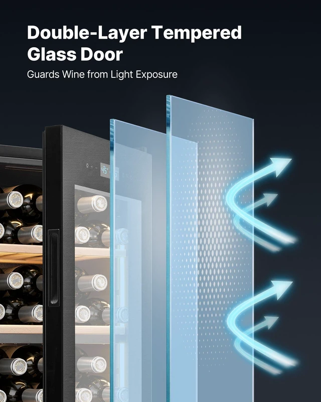 Alt view image 5 of 8 - VEVOR 32 Bottle Wine Fridge, Freestanding Wine Cooler Refrigerator, Dual Zone Cooler, 41 to 65 Adjustable Temp Mini Cellar, Glass Door, For Home Office Bar, Red White Champagne or Sparkling Wines