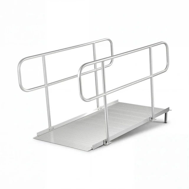 Main image of VEVOR Wheelchair Ramp with Handrails, 71.1 x 32.7 in, Heavy Duty Wide Aluminum Wheelchair Ramp with Adjustable Legs, 1000 lbs Capacity, Portable Threshold Ramps for Home Steps, Stairs, Doorways, Curbs
