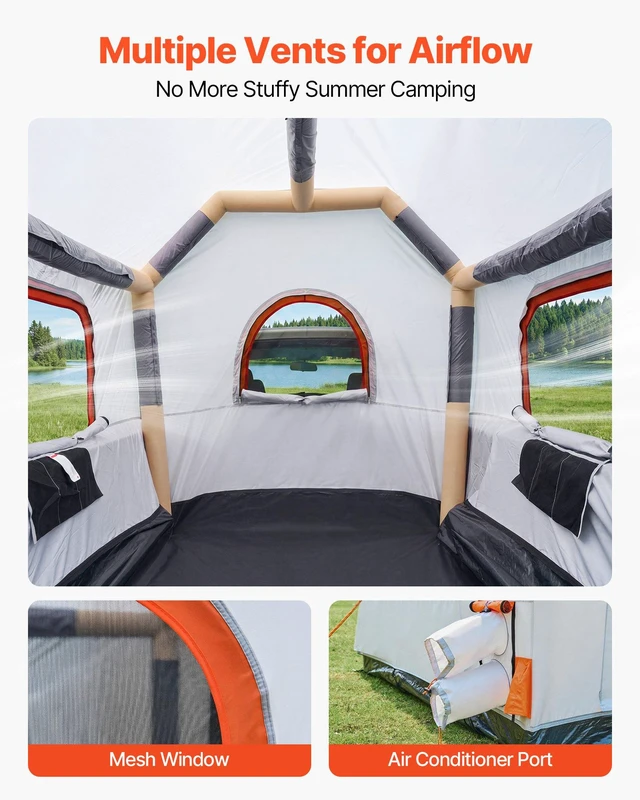 Alt view image 4 of 8 - VEVOR Inflatable Pickup Truck Tent, 7.2 x 5.4 FT 3-Season Truck Bed Tent with Ventilated Mesh Windows, PU2000mm Waterproof Pickup Camping Tents for Outdoor Hiking Activities - Air Pump Included