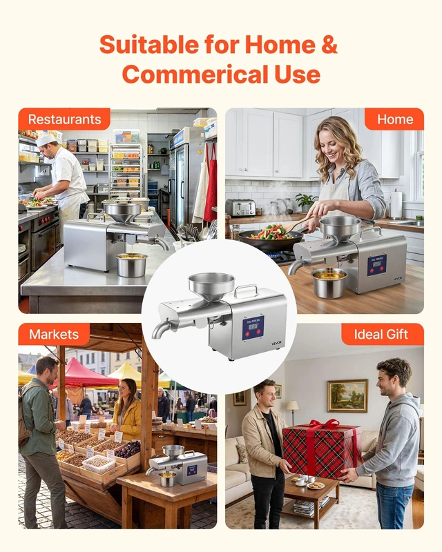 Alt view image 6 of 8 - VEVOR Oil Press Machine, 8.27 LBS/H Capacity, 750W Oil Extractor Machine, Automatic Electric Oil Maker for Home Commercial Use, 122572 Hot Pressing for Peanuts Sesames Soybeans Almonds
