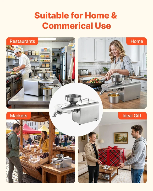 Alt view image 6 of 8 - VEVOR Oil Press Machine, 8.27 LBS/H Capacity, 750W Oil Extractor Machine, Automatic Electric Oil Maker for Home Commercial Use, 122572 Hot Pressing for Peanuts Sesames Soybeans Almonds