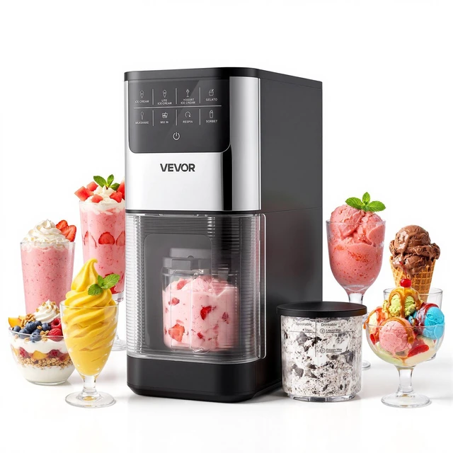 Main image of VEVOR Ice Cream Maker, 7-in-1 Frozen Treat Maker for Gelato, Sorbet, Milkshake, Frozen Yogurt & Lite Ice Cream, Homemade Ice-Cream Machine with One-Touch Mix-in + Respin for Smooth, Creamy Texture