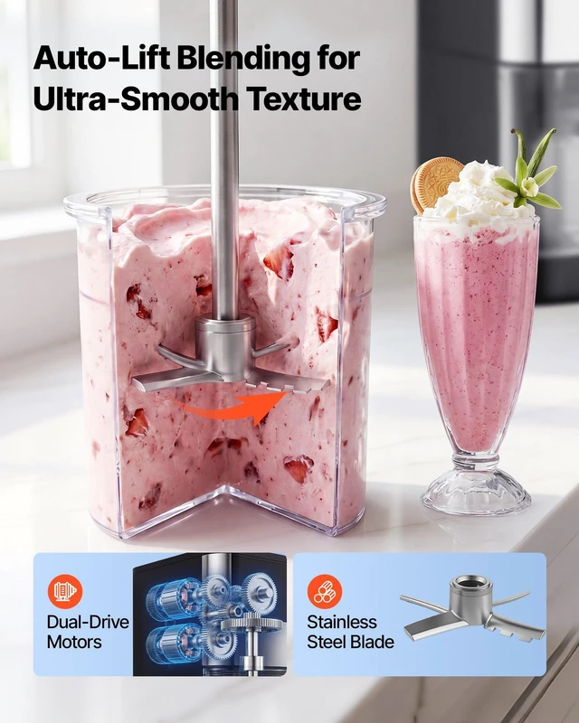 Alt view image 4 of 8 - VEVOR Ice Cream Maker, 7-in-1 Frozen Treat Maker for Gelato, Sorbet, Milkshake, Frozen Yogurt & Lite Ice Cream, Homemade Ice-Cream Machine with One-Touch Mix-in + Respin for Smooth, Creamy Texture