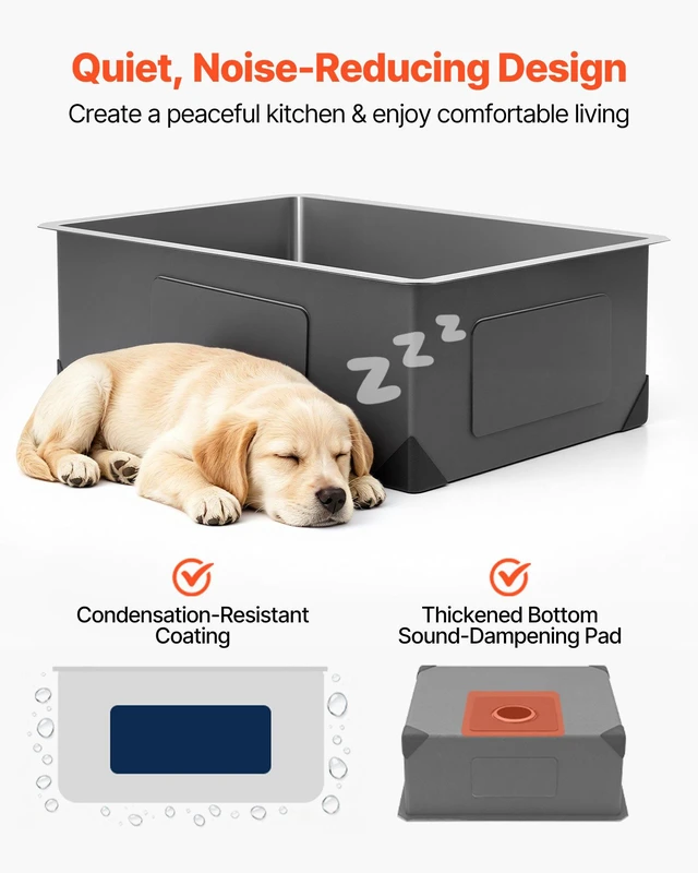 Alt view image 6 of 8 - VEVOR 24-inch Kitchen Undermount Single Bowl Sinks, Stainless Steel Drop-In Farmhouse Basin with Accessories, Household Dishwasher Sinks for RV, Prep Kitchen, Laundry Room, Bar