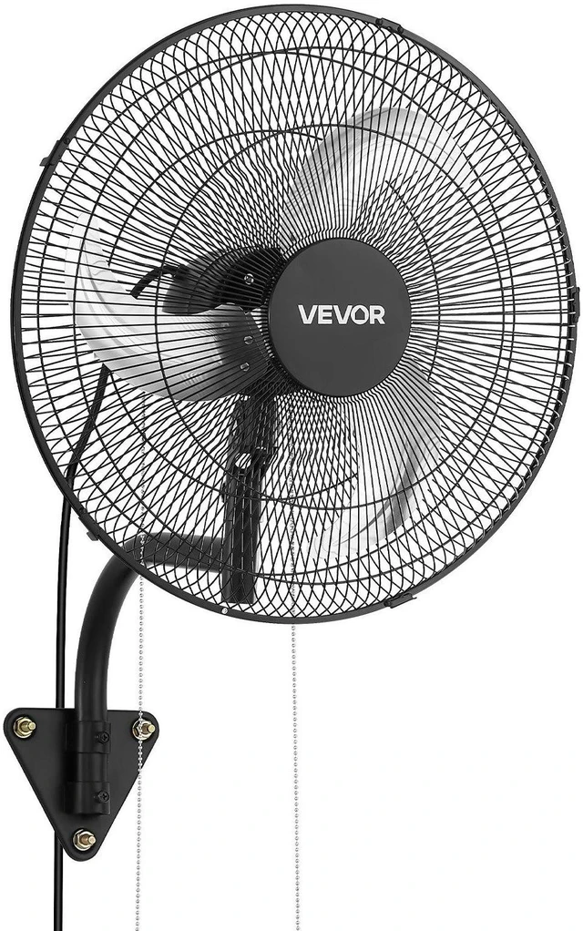 Main image of VEVOR Wall Mount Fan, 18 in Wall Mounted Hanging Fan Oscillating, 3-Speed, Long Airflow Distance, Adjustable Rotation Angle, Mechanical Powerful for Industry, Commercial, Garage, Workshop, Gym, Black