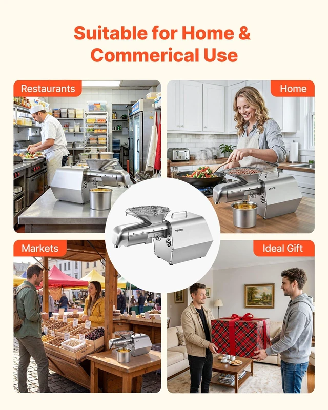 Alt view image 6 of 8 - VEVOR Oil Press Machine, 11 LBS/H Capacity, 1250W Oil Extractor Machine, Automatic Electric Oil Maker for Home Commercial Use, 122572 Hot & Cold Pressing for Peanuts Sesames Soybeans Almonds