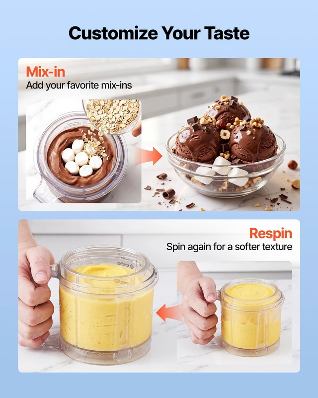 Alt view image 6 of 8 - VEVOR Ice Cream Maker, 7-in-1 Frozen Treat Maker for Gelato, Sorbet, Milkshake, Frozen Yogurt & Lite Ice Cream, Homemade Ice-Cream Machine with One-Touch Mix-in + Respin for Smooth, Creamy Texture
