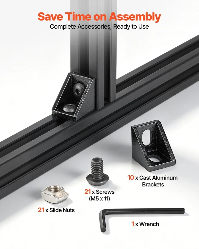 Alt view image 4 of 8 - VEVOR 10PCS 2020 Aluminum Extrusion Profile, 48 Inch 1220 mm, T Slot European Standard Anodized Linear Rail, High-Strength Extruded Aluminum Rail, for 3D Printer Parts and CNC DIY Workbench, Black
