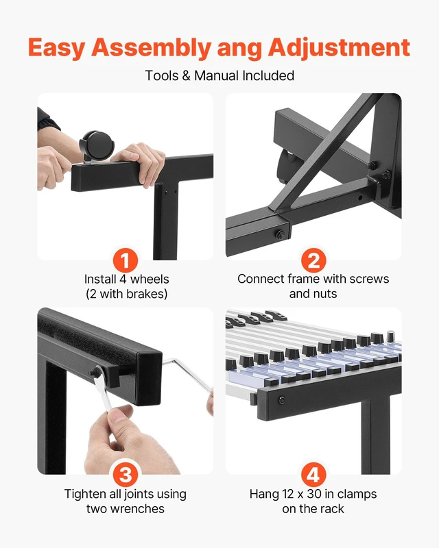 Alt view image 5 of 8 - VEVOR Blueprint Storage Rack, Steel, Mobile Adjustable Blueprint Holder with 12 Pack of 30 Inch Aluminum Clamps, Wheels, Display Rack Storage Organizer Stand, for File Display Plan Poster Office Home