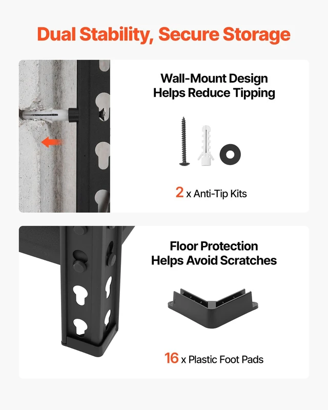 Alt view image 7 of 8 - VEVOR Storage Shelves, 5-Tier Adjustable, 2000 lbs Capacity, Heavy Duty Garage Storage Shelving Unit, Metal Utility Rack Shelf, for Garage Warehouse Basement Kitchen, 36.34" W x 16.34" D x 71.38" H