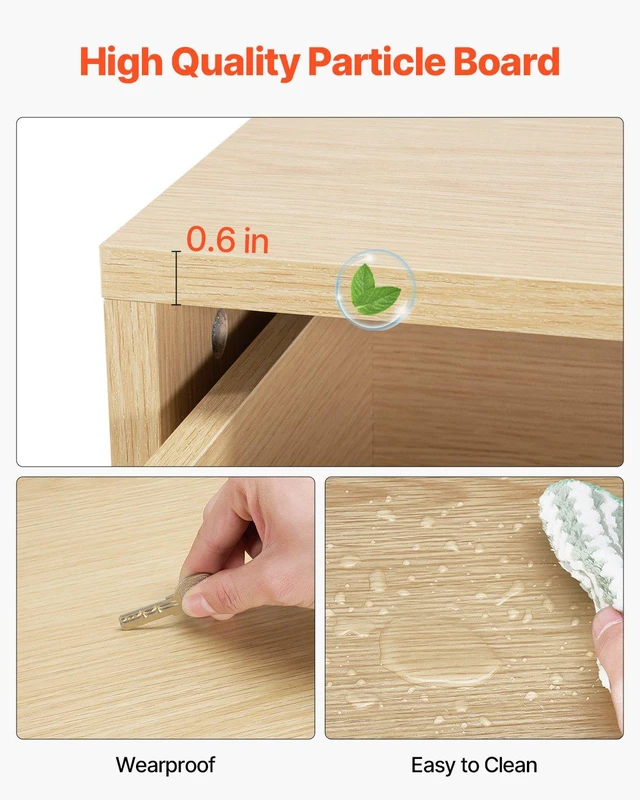 Alt view image 5 of 8 - VEVOR 6 Drawer Dresser, Wooden Chest of Drawers with Sliding with Anti-tip Device, Modern Minimalist Dresser Chest, Closet Storage Organizer for Living Room, Hallway, Bedroom, Entryway, Light Wood
