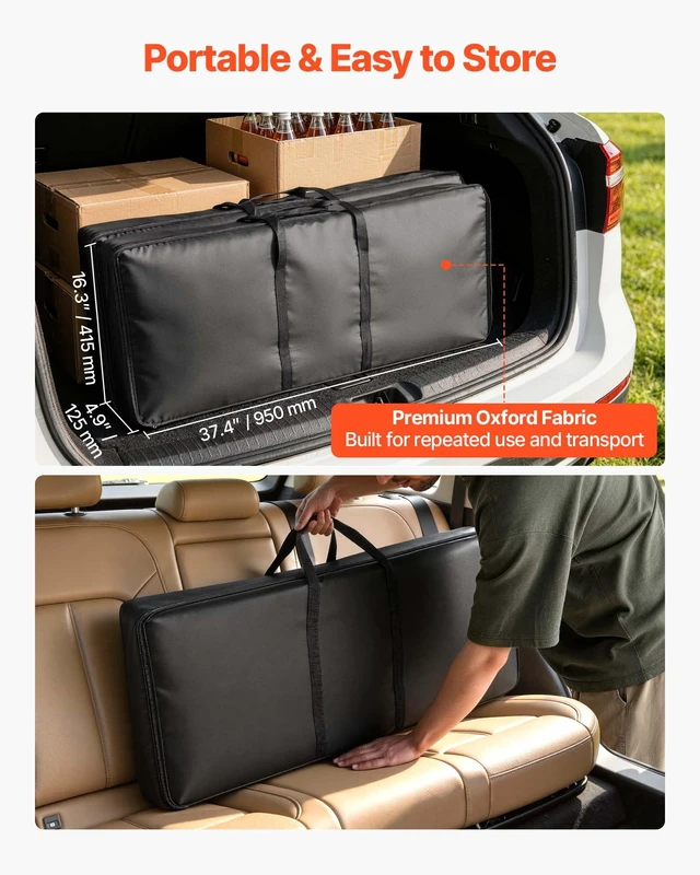 Alt view image 6 of 8 - VEVOR Folding Portable Bar Table, 2 pcs, 38.6 x 15.2 x 34.3 in, with Carry Bag, Storage Shelf, Detachable Skirt, Quick and Easy Setup, Foldable Mobile Bartending Station for Events, Party, Tradeshow