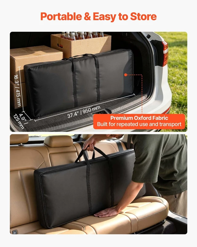 Alt view image 6 of 8 - VEVOR Folding Portable Bar Table, 38.6 x 15.2 x 34.3 in, with Carry Bag, Storage Shelf, and Detachable Skirt, Quick and Easy Setup, Foldable Mobile Bartending Station for Events, Party, Tradeshow