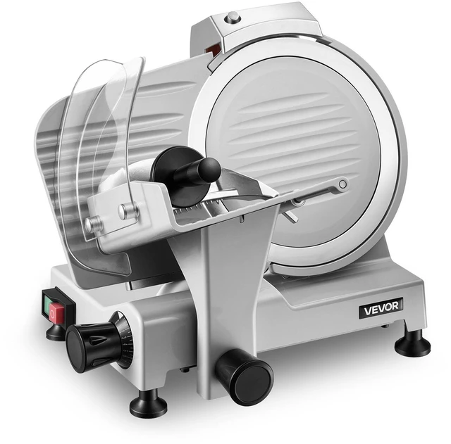 Main image of VEVOR Commercial Meat Slicer, 300W Electric Cutter, Removable 10" Carbon Steel Blade and Food Tray, 0-0.47" Adjustable Thickness Food Slicer Machine,for Frozen Meat, Ham, Baguett, Steak, ETL Approved