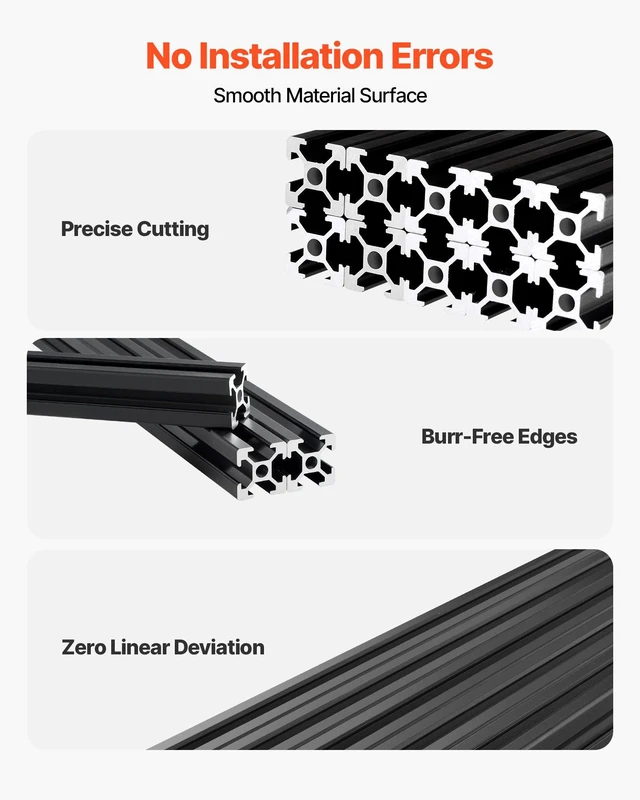Alt view image 3 of 8 - VEVOR 10PCS 2020 Aluminum Extrusion Profile, 48 Inch 1220 mm, T Slot European Standard Anodized Linear Rail, High-Strength Extruded Aluminum Rail, for 3D Printer Parts and CNC DIY Workbench, Black