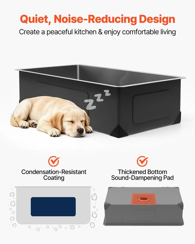 Alt view image 6 of 8 - VEVOR 32-inch Kitchen Undermount Single Bowl Sinks, Stainless Steel Drop-In Farmhouse Basin with Accessories, Household Dishwasher Sinks for RV, Prep Kitchen, Laundry Room, Bar
