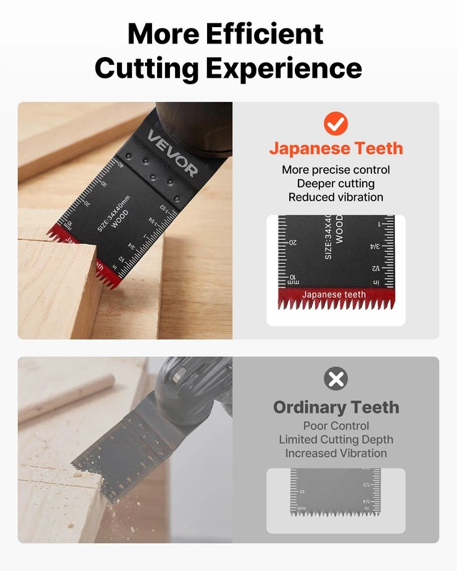 Alt view image 5 of 8 - VEVOR 60PCS Oscillating Saw Blades, Universal Quick Release Multi Tool Blades Kits, 5 Types Oscillating Multitool Blades for Wood Plastic Metal, Compatible with Dewalt Ryobi Milwaukee Bosch Craftsman