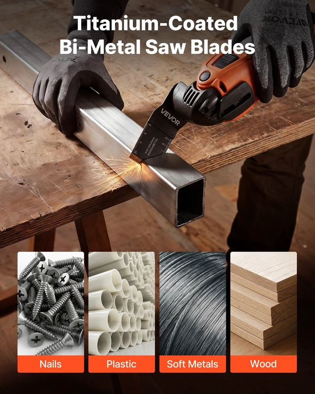 Alt view image 4 of 8 - VEVOR 60PCS Oscillating Saw Blades, Universal Quick Release Multi Tool Blades Kits, 5 Types Oscillating Multitool Blades for Wood Plastic Metal, Compatible with Dewalt Ryobi Milwaukee Bosch Craftsman