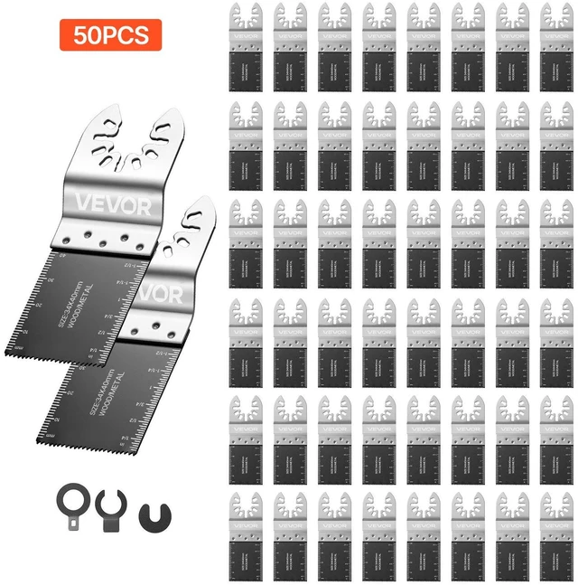 Main image of VEVOR 50PCS Bi-Metal Oscillating Saw Blades, Universal Quick Release Oscillating Multi Tool Blades, Multitool Tool Blades for Nails, Soft Metal, Wood, Compatible with Dewalt Milwaukee Bosch Ryobi
