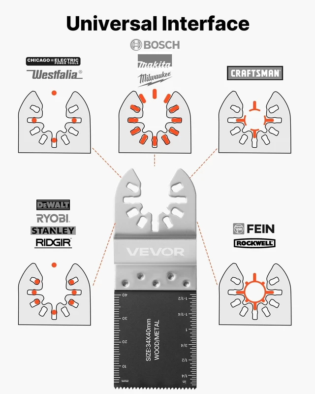 Alt view image 3 of 8 - VEVOR 50PCS Bi-Metal Oscillating Saw Blades, Universal Quick Release Oscillating Multi Tool Blades, Multitool Tool Blades for Nails, Soft Metal, Wood, Compatible with Dewalt Milwaukee Bosch Ryobi