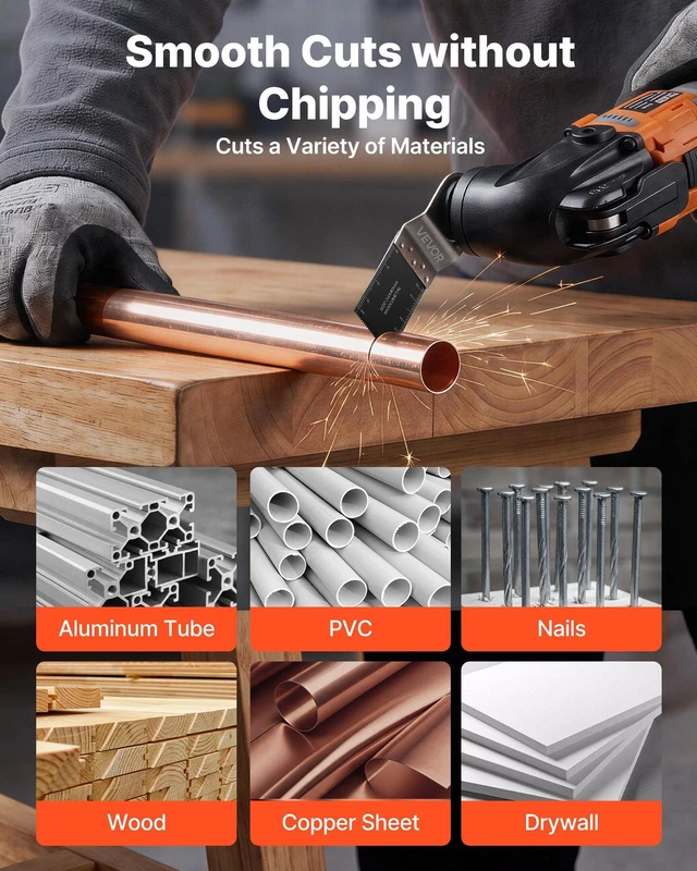 Alt view image 4 of 8 - VEVOR 50PCS Bi-Metal Oscillating Saw Blades, Universal Quick Release Oscillating Multi Tool Blades, Multitool Tool Blades for Nails, Soft Metal, Wood, Compatible with Dewalt Milwaukee Bosch Ryobi