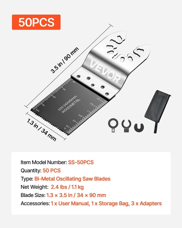Alt view image 7 of 8 - VEVOR 50PCS Bi-Metal Oscillating Saw Blades, Universal Quick Release Oscillating Multi Tool Blades, Multitool Tool Blades for Nails, Soft Metal, Wood, Compatible with Dewalt Milwaukee Bosch Ryobi