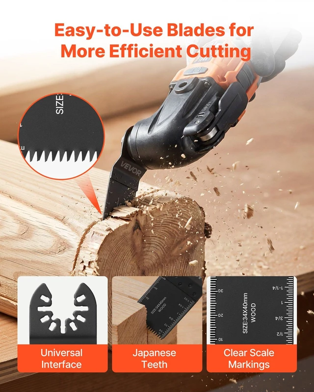 Alt view image 2 of 8 - VEVOR 160-Piece Oscillating Saw Blades and Sanding Kit 36 Universal Multi Tool Blades with 2 Scrapers, 2 Sanding Pads & 120 Sandpapers, 11 Types Oscillating Multitool Blades for Wood Plastic Metal