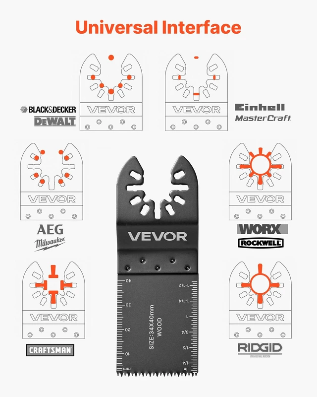 Alt view image 3 of 8 - VEVOR 160-Piece Oscillating Saw Blades and Sanding Kit 36 Universal Multi Tool Blades with 2 Scrapers, 2 Sanding Pads & 120 Sandpapers, 11 Types Oscillating Multitool Blades for Wood Plastic Metal