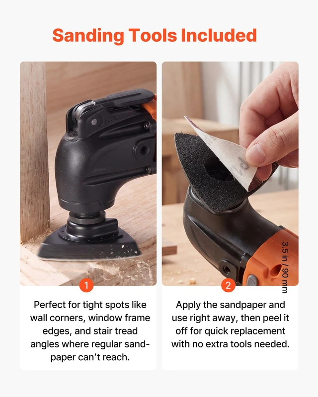 Alt view image 5 of 8 - VEVOR 160-Piece Oscillating Saw Blades and Sanding Kit 36 Universal Multi Tool Blades with 2 Scrapers, 2 Sanding Pads & 120 Sandpapers, 11 Types Oscillating Multitool Blades for Wood Plastic Metal