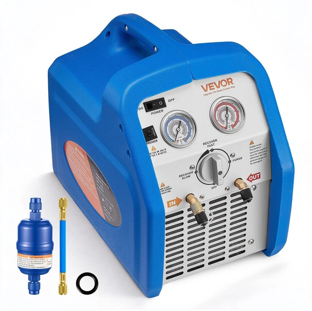Main image of VEVOR Portable Refrigerant Recovery Machine, 3/4 HP 120V 60Hz Single Cylinder AC Recovery Machine for Liquid Vapor Refrigerant, 1750 RPM Recycling Unit HVAC for Automotive & Household Air Conditioning