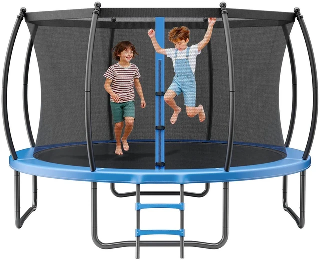 Alt view image 8 of 15 - Outdoor Trampoline, 12FT Recreational Trampoline, ASTM Approved Trampolines with Enclosure Net & Thickened Pad, Max 400 lbs Weight Capacity, Anti-Rust Backyard Trampolines for Kids & Adults