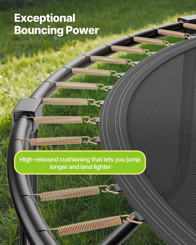 Alt view image 11 of 15 - Outdoor Trampoline, 12FT Recreational Trampoline, ASTM Approved Trampolines with Enclosure Net & Thickened Pad, Max 400 lbs Weight Capacity, Anti-Rust Backyard Trampolines for Kids & Adults