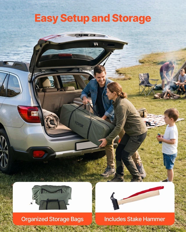 Alt view image 6 of 8 - VEVOR Canvas Bell Tent, 4 Seasons 16.4 ft Yurt Tent for Camping with Stove Jack, Canvas Breathable Holds up to 7 People with Zipped Detachable Floor, for Family Camping Glamping Outdoor Hunting Party
