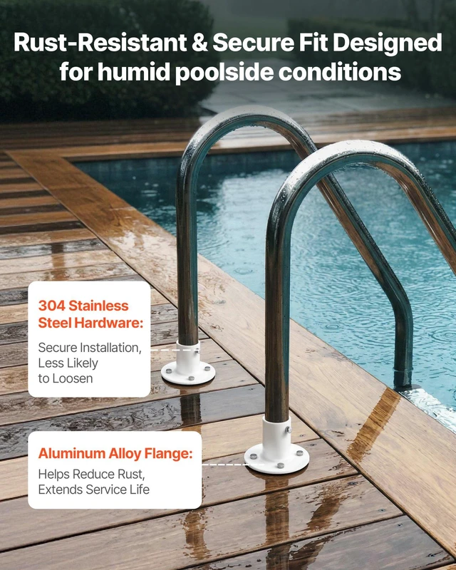 Alt view image 5 of 8 - VEVOR Deck Anchor Flange 4 Pack, 1-7/8 in Pool Ladder Deck Mount, Handrail Anchor with Stainless Steel Mounting Hardware, Premium Aluminum Alloy Flange for Inground Swimming Pool Ladder, White